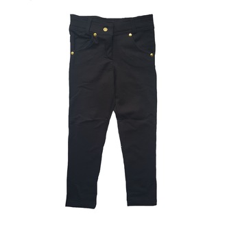 Pantaloni colanti pentru fetite, negru, bumbac plin, stelute pe buzunare, Negru Pantaloni colanti pentru fetite, negru, bumbac plin, stelute pe buzunare, Negru