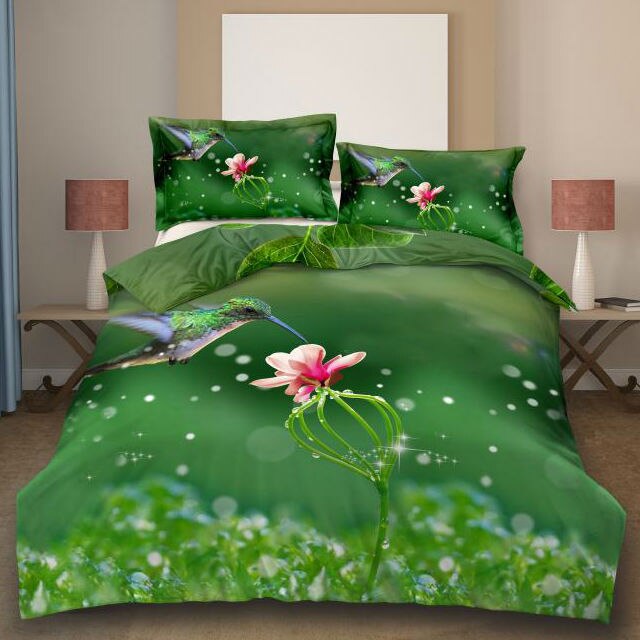 Lenjerie de pat, 3D, cu imprimeu , B-408, 4 piese, Multicolor