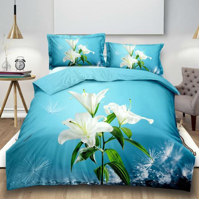 Lenjerie de pat, 3D, cu imprimeu , B-410, 4 piese, Multicolor