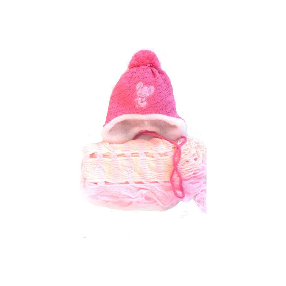 Set caciula si esarfa culoare roz marime 52