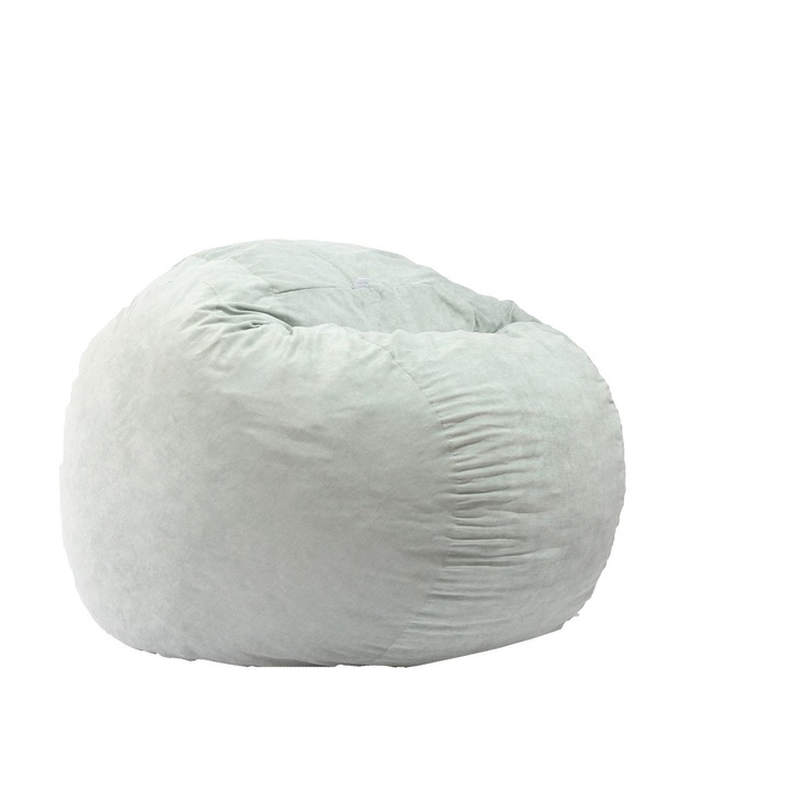 Пуф Pufrelax, Барбарон, 600л., King Size - Light Mint, Перящ се калъф, Трансформира се в легло, Пълнеж с микс от мемори пяна и дунапрен, Гама Premium