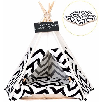 Cort de interior pentru catei, pisici si iepurasi, AEXYA, negru cu alb, 50 x 40 x 40 cm Cort de interior pentru catei, pisici si iepurasi, AEXYA, negru cu alb, 50 x 40 x 40 cm