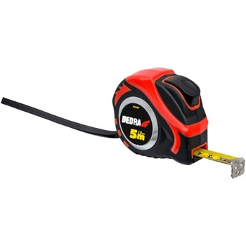 Ruleta de masurat 5m/19mm, rosie, auto-blocare, magnet, banda cu fete duble, carcasa din cauciuc, nailon, blister Ruleta de masurat 5m/19mm, rosie, auto-blocare, magnet, banda cu fete duble, carcasa din cauciuc, nailon, blister