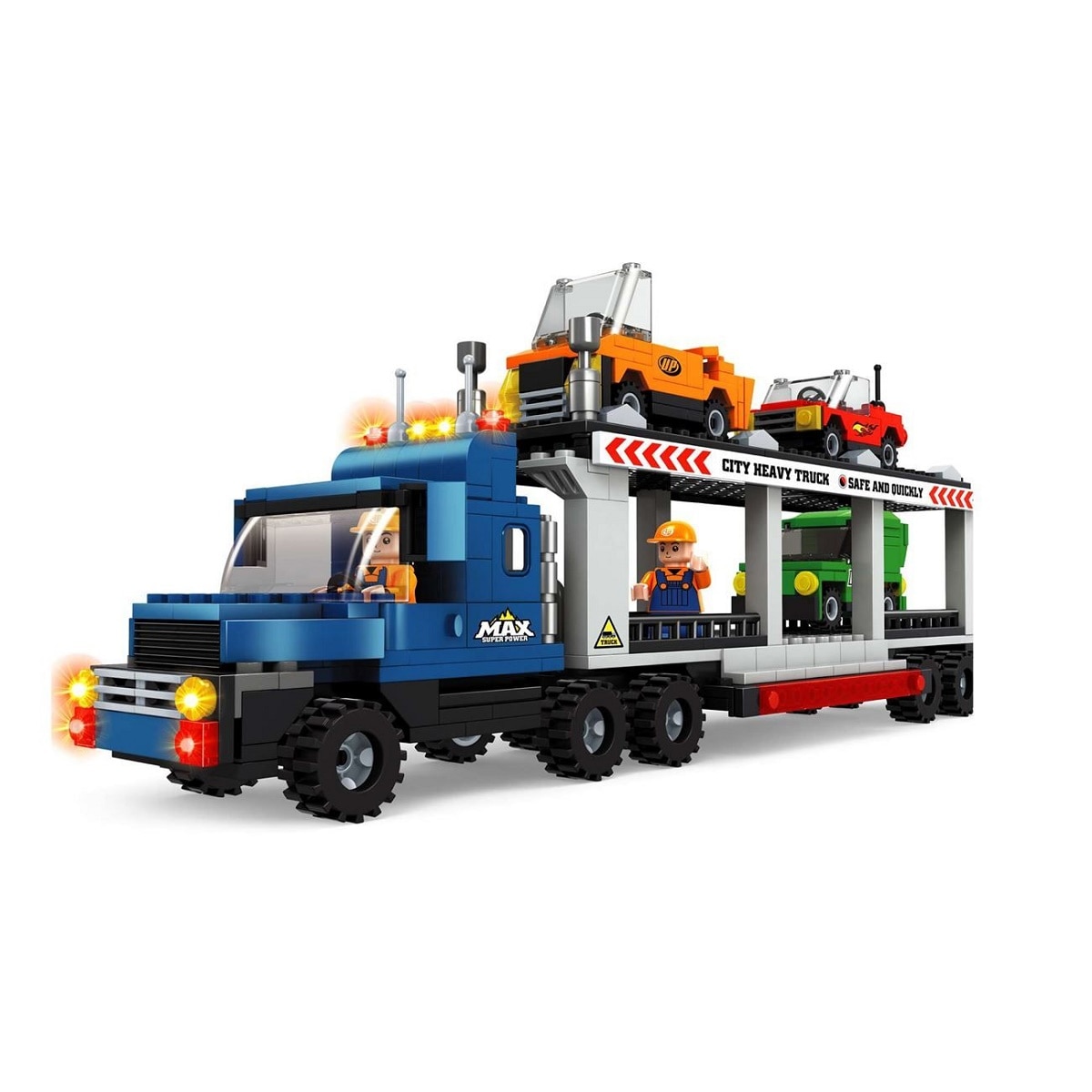 Set de constructii Camion de transport masini, 454 piese