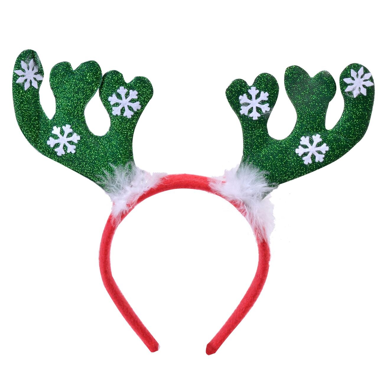 Cordeluta Craciun coarne de ren cu puf alb, DecorCasa