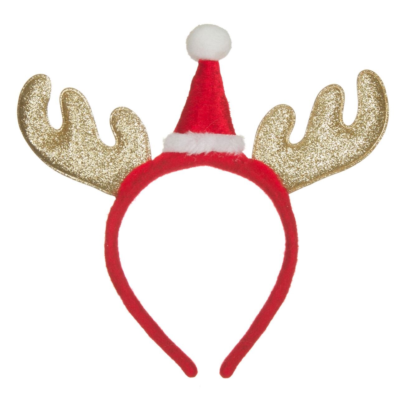 Cordeluta Craciun coarne de ren aurii si caciula, DecorCasa