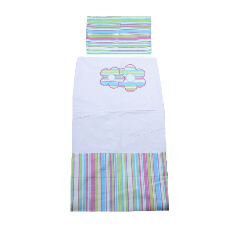 Set lenjerie de pat 4 piese 100 x 135 cm pentru bebelusi Ankras Flowers LPAF4-R, Multicolor