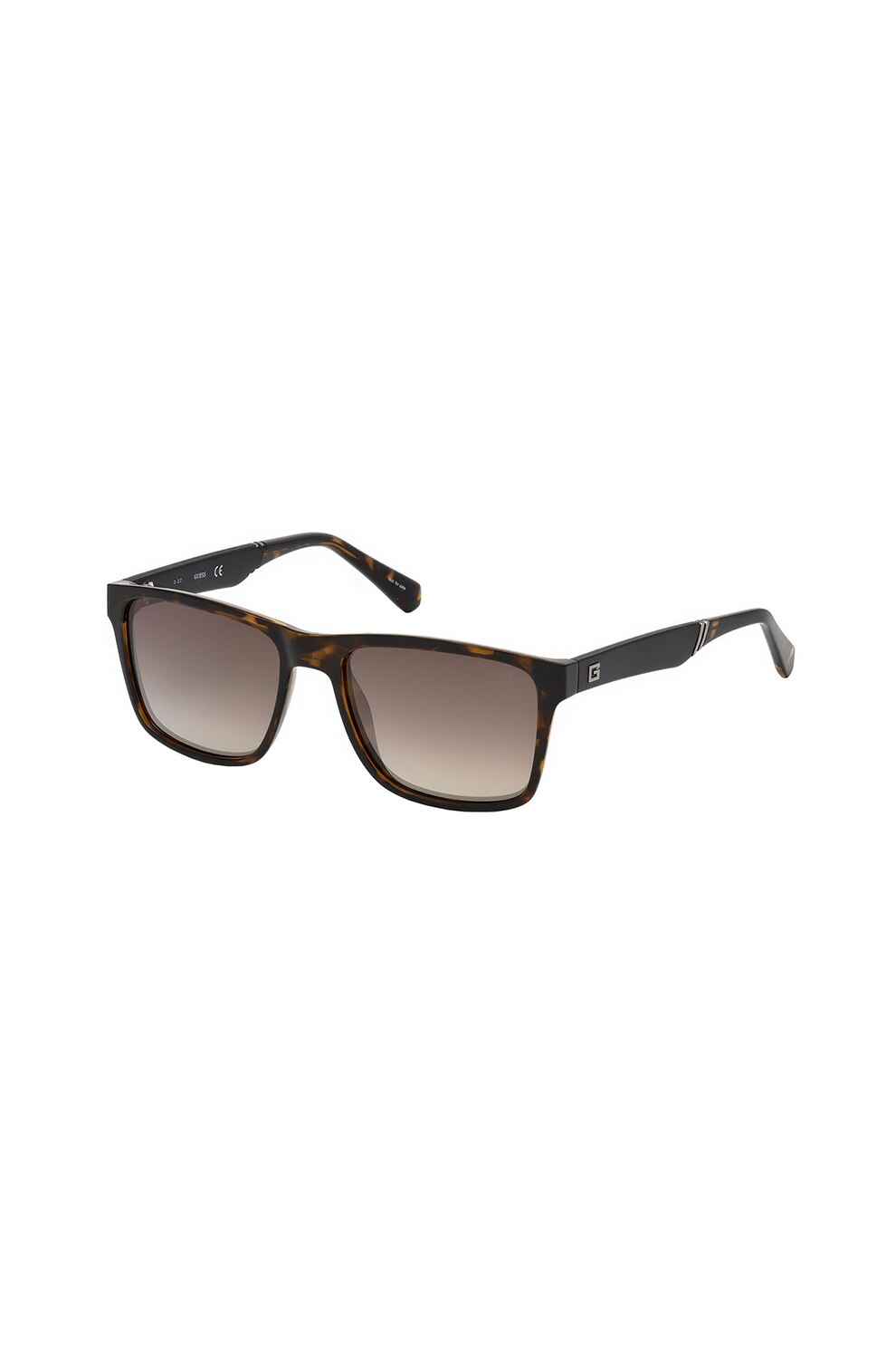 Guess, Ochelari de soare dreptunghiulari cu aplicatie logo, Maro Havana inchis, 56-18-150 Standard