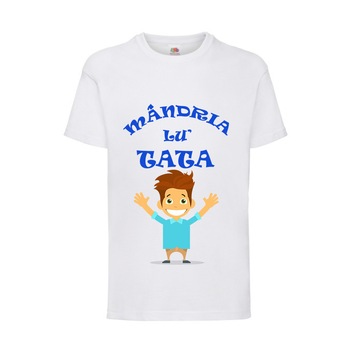 Tricou personalizat baiat, tricou mesaj Mandria lui tata, varsta 9-11 ani, 140 cm Tricou personalizat baiat, tricou mesaj Mandria lui tata, varsta 9-11 ani, 140 cm