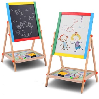 Tabla Multifunctionala AKU Cu 2 Fete, Scris si Desenat + Set Creta Colorata Marker Buret, din Lemn ecologic Study Drawing Board pentru copii baby prescolari AK8011 Tabla Multifunctionala AKU Cu 2 Fete, Scris si Desenat + Set Creta Colorata Marker Buret, din Lemn ecologic Study Drawing Board pentru copii baby prescolari AK8011