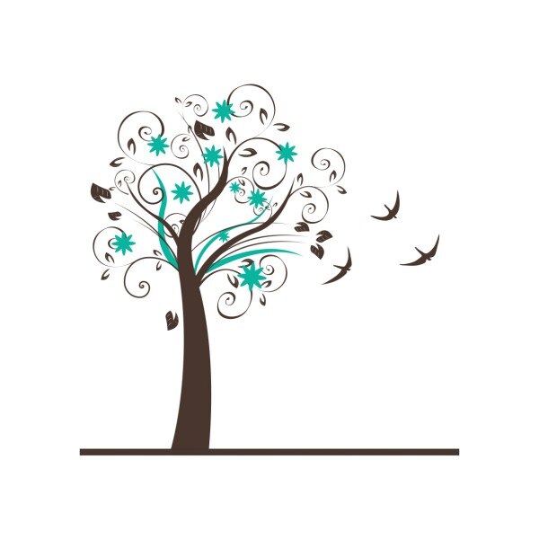 Sticker decorativ Blue Tree, 180 x 184 cm, negru