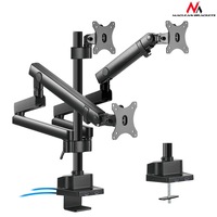 suport de birou pentru 3 monitoare aluminiu  otel brate reglabile arcuri pe gaz 17 - 32 inch 2x usb 30 negru imagen 24_0_
0