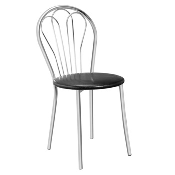 Scaun bucatarie / living fix ART ODESSA, cadru din otel cromat si un sezut tapitat cu imitatie de piele NEAGRA Scaun bucatarie / living fix ART ODESSA, cadru din otel cromat si un sezut tapitat cu imitatie de piele NEAGRA