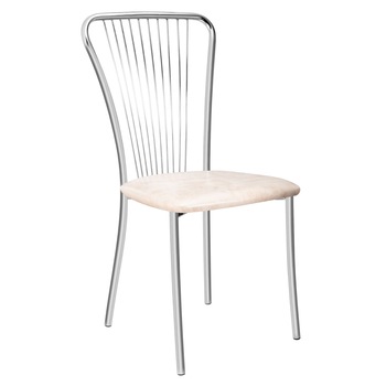 Scaun bucatarie / living fix SOLOMON, cadru din otel cromat si un sezut tapitat cu imitatie de piele crem Scaun bucatarie / living fix SOLOMON, cadru din otel cromat si un sezut tapitat cu imitatie de piele crem