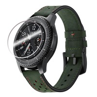 curea piele naturala zafit  sticla protectie pentru ceas smartwatch samsung galaxy watchsamsung gear s3 46mm diagonala huawei watch gt 2 46mm 22mm latimea curelei verde army cp01 imagen 50_0_
0