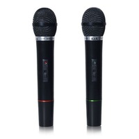 Set de 2 microfoane Wireless cu Emisie FM, Putere emisie 8mW, Alimentare cu baterie, Alimentare 220 V,Impendanta de 600 ohmi,Distanta operare 10 m , Culoare Negru