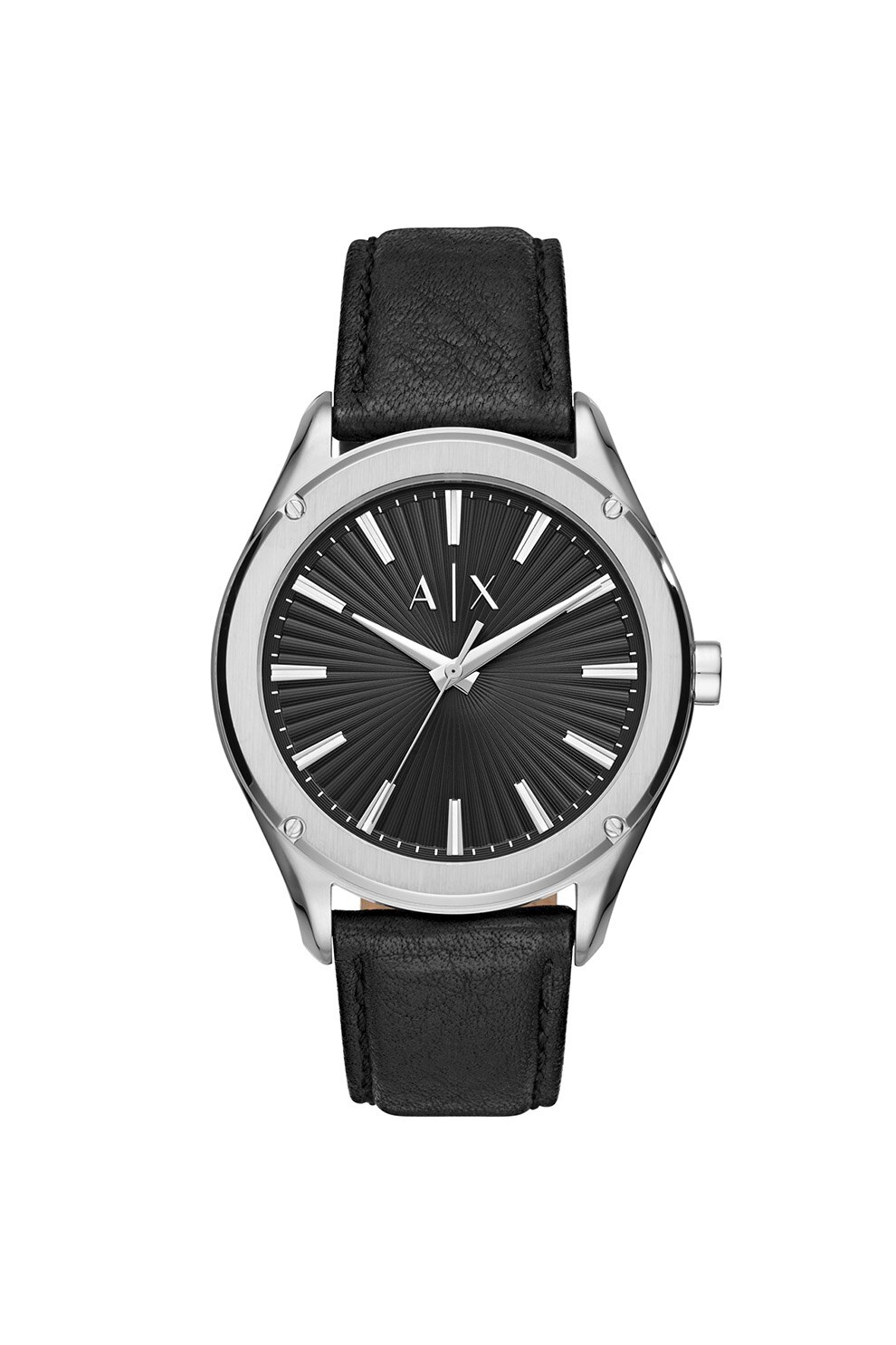 ARMANI EXCHANGE, Ceas rotund cu o curea de piele, Negru
