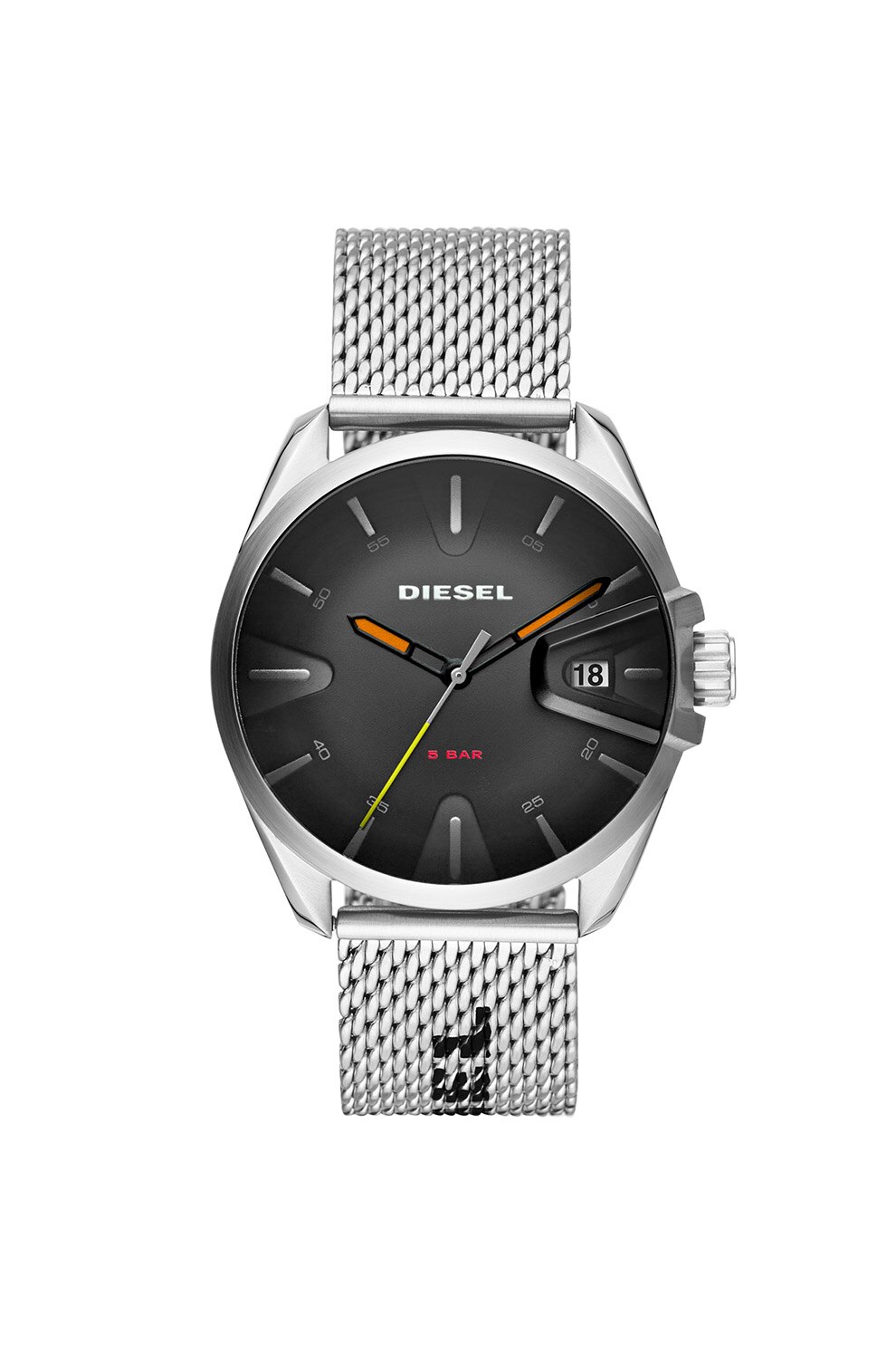 Diesel, Ceas din otel inoxidabil cu model plasa, Argintiu