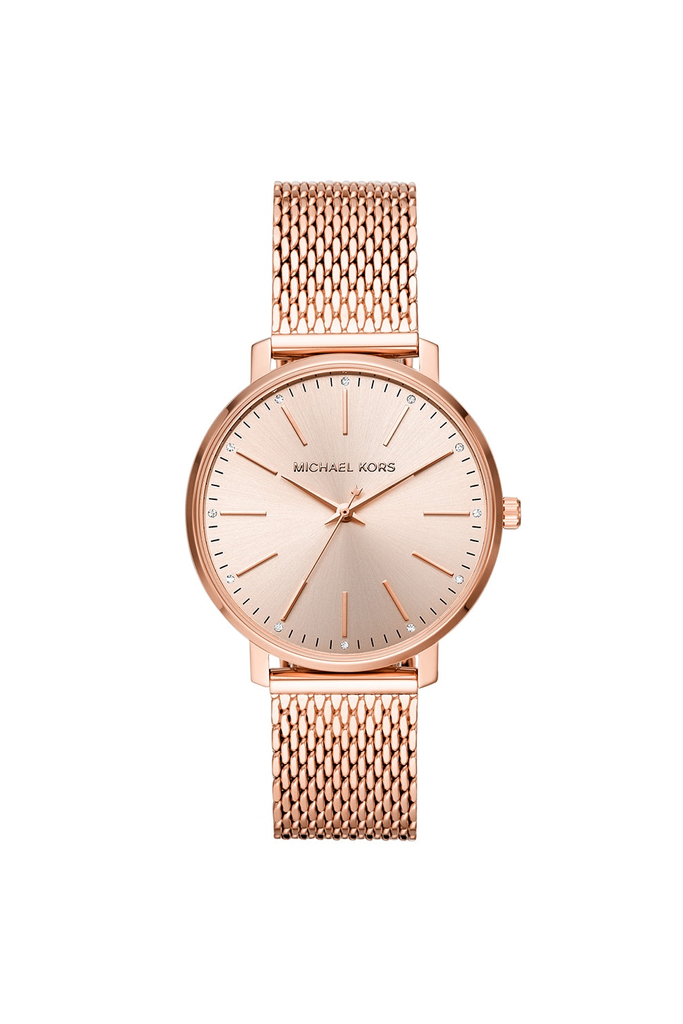 Michael Kors, Ceas rotund analog decorat cu cristale, Auriu rose
