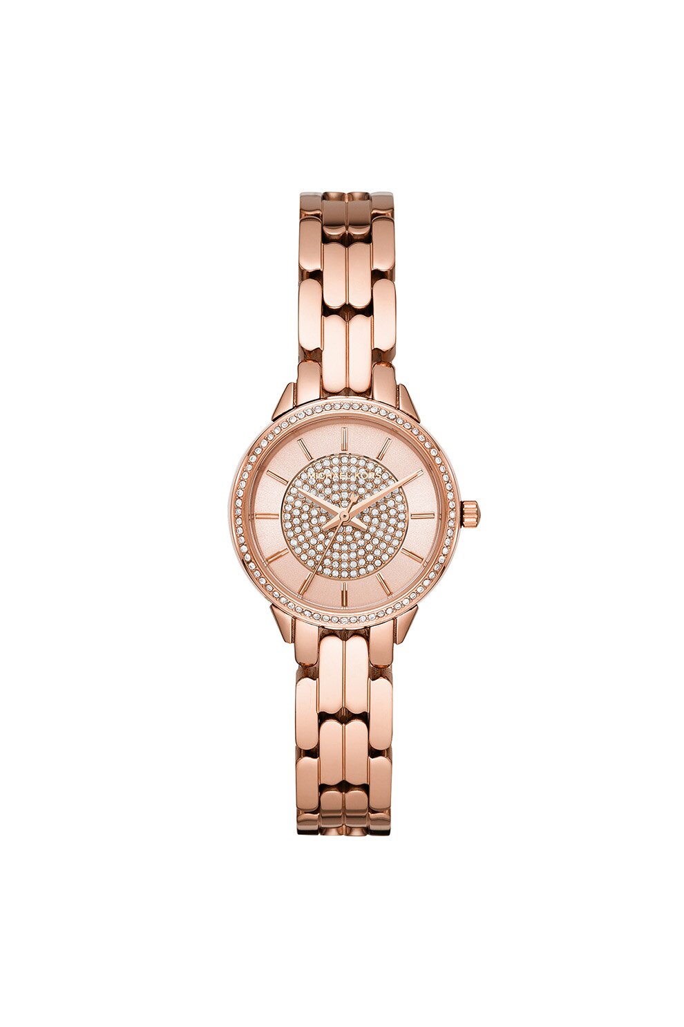 Michael Kors, Ceas rotund analog decorat cu cristale, Auriu rose