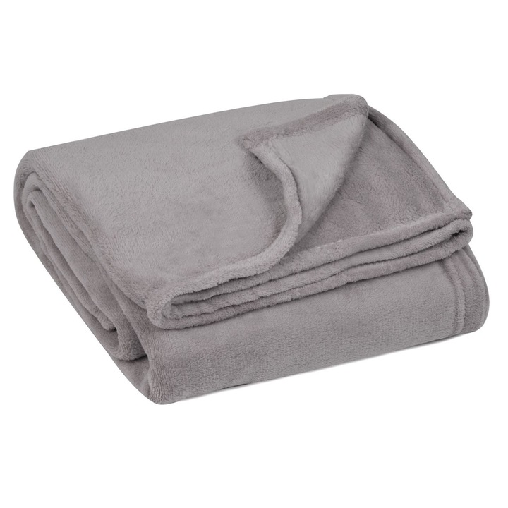 Кадифено декоративно одеяло, семпло, сиво, 130x160 см