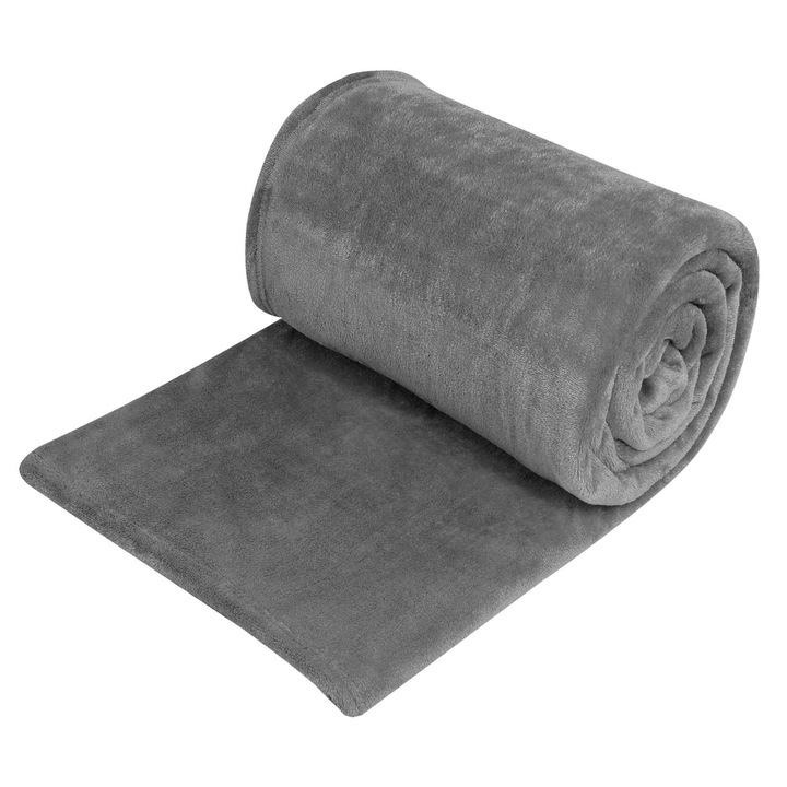 Пухкаво двойно одеяло, 220x230 см, 100% полиестер, сиво
