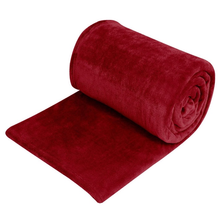 Shopiens® двойно кадифено декоративно одеяло, бордо, 230 x 220 см