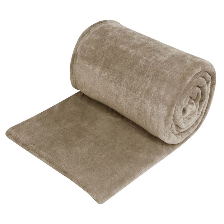 Обикновено кадифено одеяло, кафяво, 150x220 см