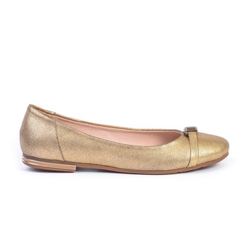 Balerini Donna Mia 1811, piele naturala, cu accesoriu metalic, auriu Balerini Donna Mia 1811, piele naturala, cu accesoriu metalic, auriu