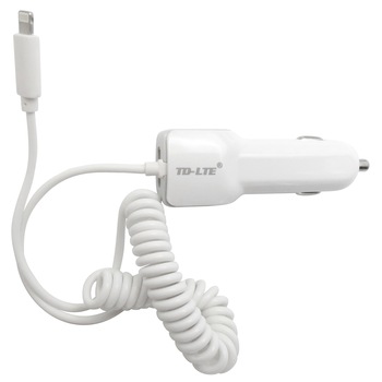 Incarcator auto TD-LTE TD-C32 Dual (USB + cablu cu mufa Lightning) alb Incarcator auto TD-LTE TD-C32 Dual (USB + cablu cu mufa Lightning) alb