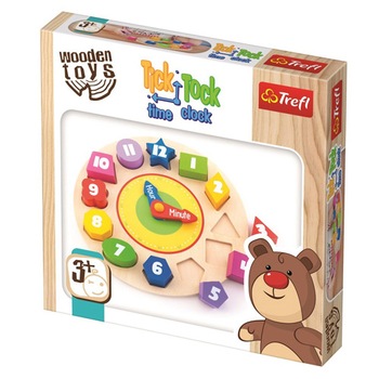 Ceas din lemn Trefl - Tick Tock, cu forme geometrice Ceas din lemn Trefl - Tick Tock, cu forme geometrice