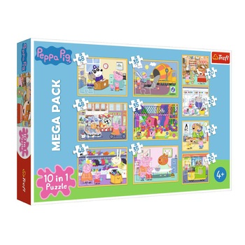 Puzzle Trefl 10 in 1, Peppa Pig cu prietenii, 329 piese Puzzle Trefl 10 in 1, Peppa Pig cu prietenii, 329 piese
