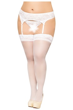 Ciorapi, Softline, Stockings 5541, cu banda din dantela, Alb Ciorapi, Softline, Stockings 5541, cu banda din dantela, Alb