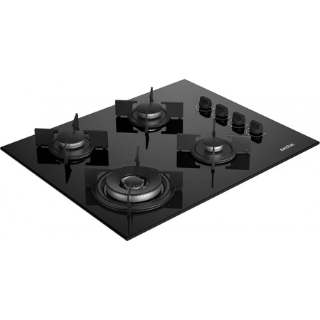 Plita incorporabila Arctic ARNGW64127SB, Gaz, 4 Arzatoare, Aprindere electrica, WOK, Safety Plus, 65 cm, Sticla Neagra