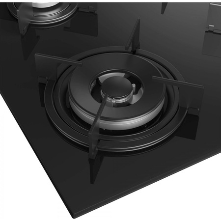Plita incorporabila Arctic ARNGW64127SB, Gaz, 4 Arzatoare, Aprindere electrica, WOK, Safety Plus, 65 cm, Sticla Neagra