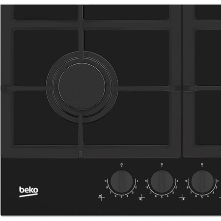 Plita incorporabila Beko HILG64325SDX, Gaz, 4 arzatoare, Flame Adjust, Gratar fonta, High-Eficiency Gas Burner, 60 cm, Dark Inox