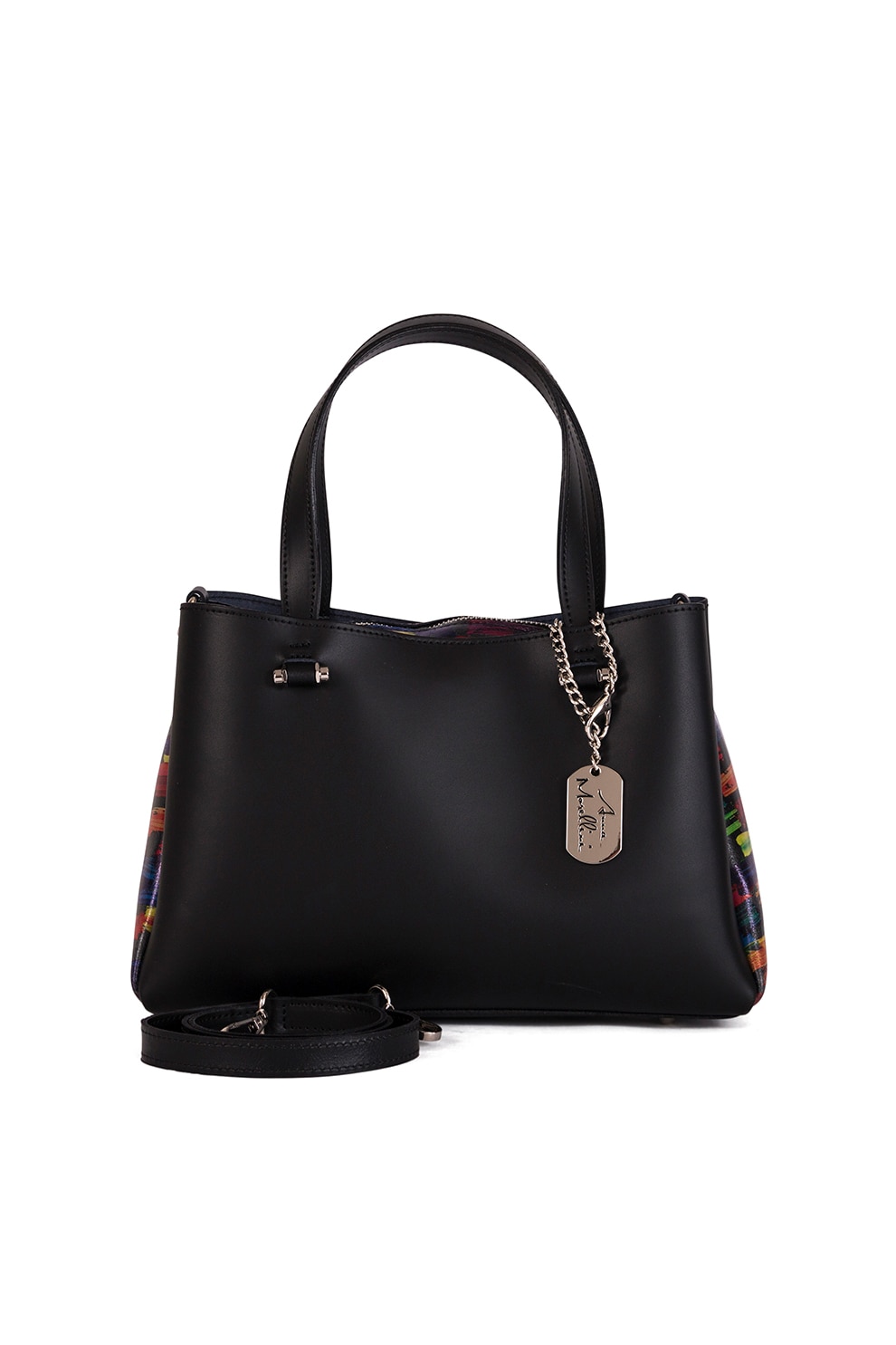 Anna Morellini, Geanta tote de piele cu bareta detasabila Anna Signature, Negru