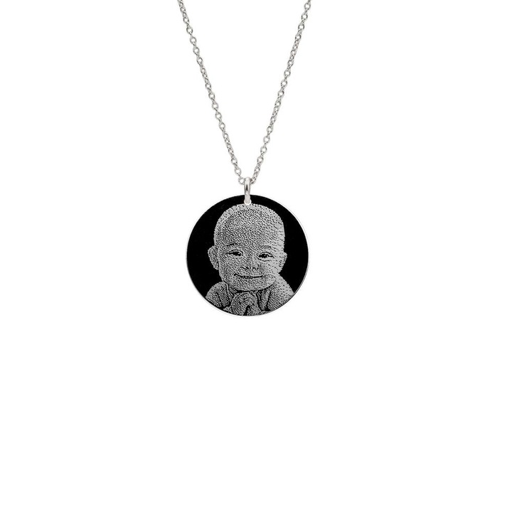 Colier personalizat Foto Graveaza Povestea Ta, Argint 925 Rodiat, Banut 22 mm