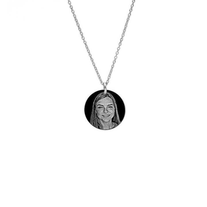 Colier personalizat Foto Graveaza Povestea Ta, Argint 925 Rodiat, Banut 17 mm