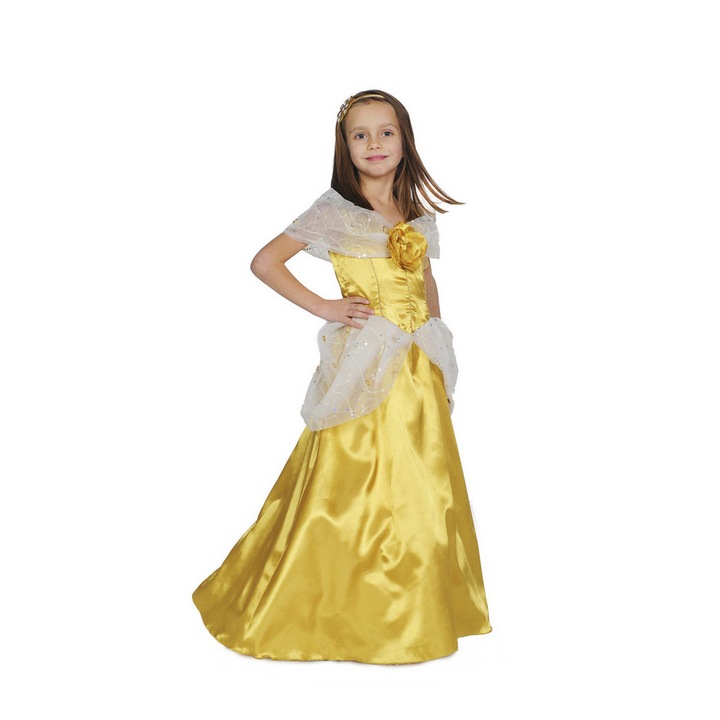 Детска рокля Princeska, Бял/Жълт