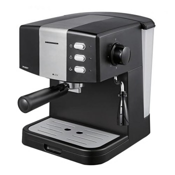 Espressor Heinner HEM-850BKSL, 850 W, 1.5 L, 15 bar, filtru dublu din inox, Negru/Argintiu Espressor Heinner HEM-850BKSL, 850 W, 1.5 L, 15 bar, filtru dublu din inox, Negru/Argintiu