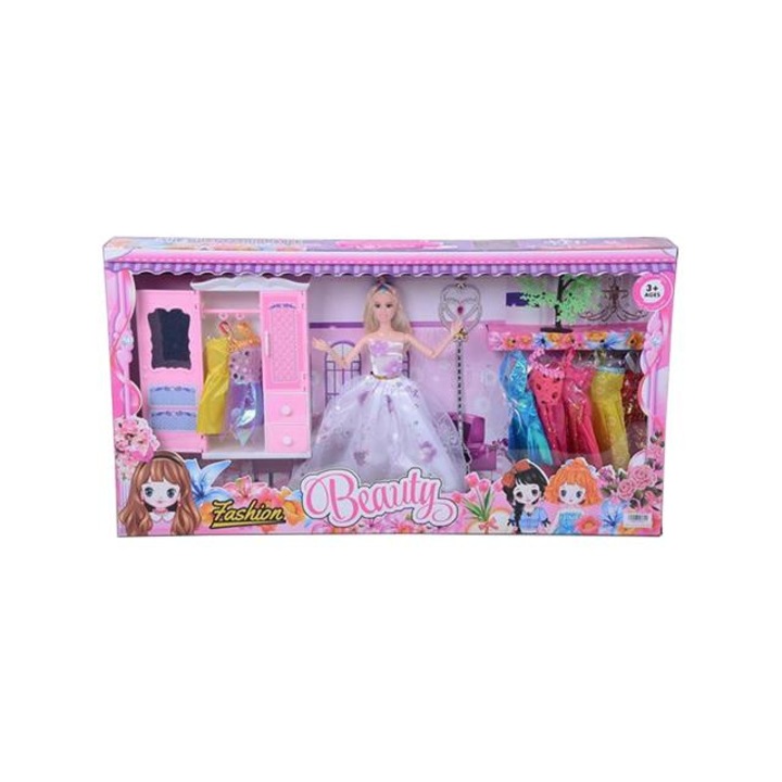 MK Toys 1455635 Betty baba gardróbbal és divatos ruhákkal 30cm