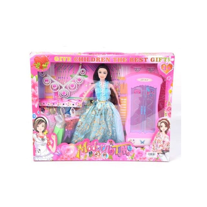 MK Toys 1765239 Hercegnő baba estélyiben nyaklánccal és kiegészítővel 30 cm