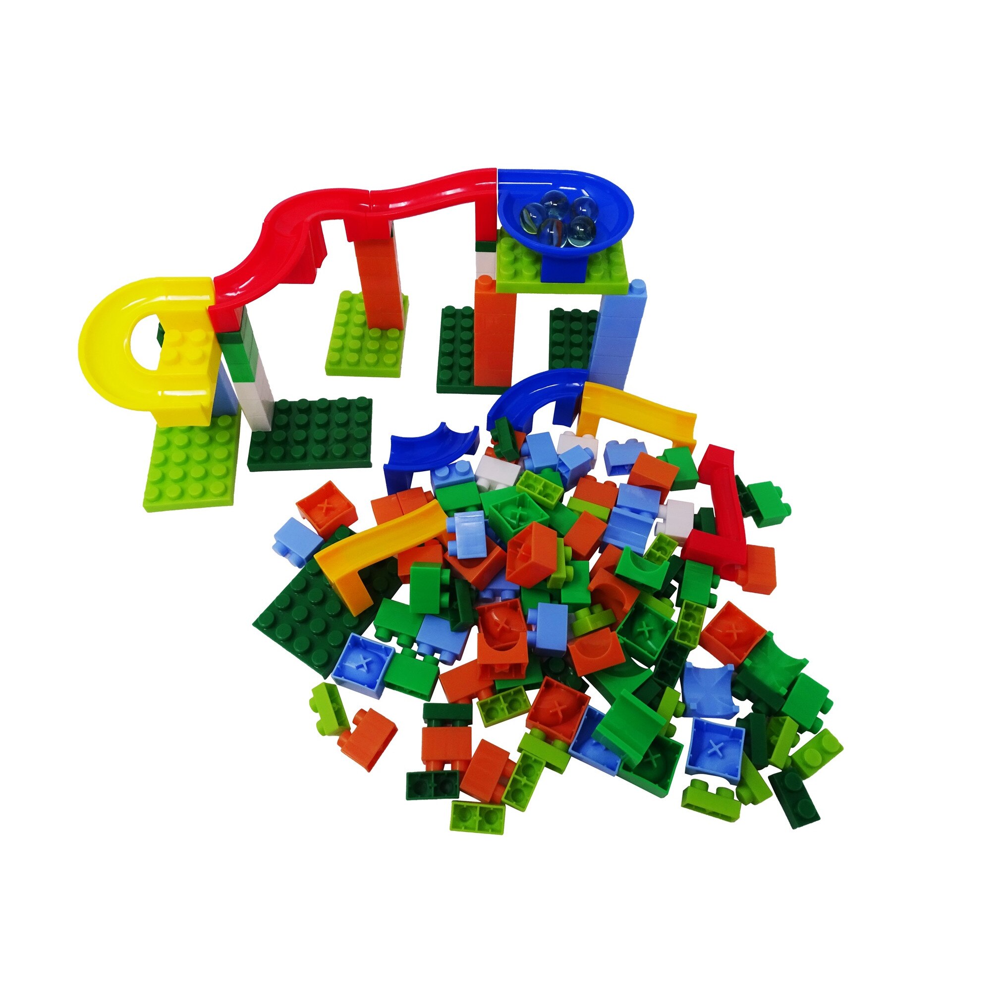 Set de 180 de Piese Multicolore, Medii, pentru Construit si 6 Bile