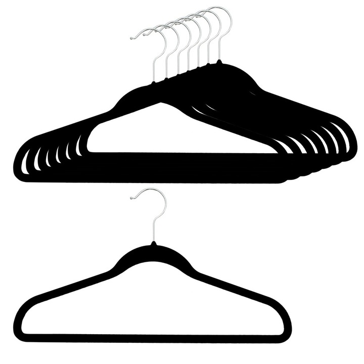 Umeras antialunecare cu bara 45 cm, imbracat in catifea neagra, set 8 buc GECKO