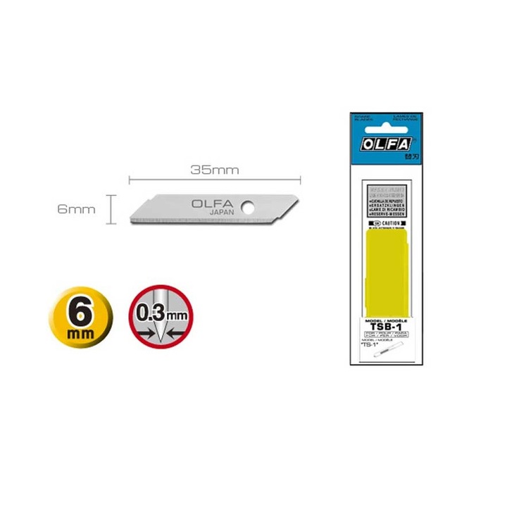 Set 5 Lame rezerva TSB-1 pentru cutite TS-1- OLFA