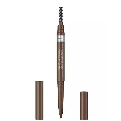 Creion pentru sprancene automatic Rimmel London 2-in-1 Brow this Way, 002 Medium Brown