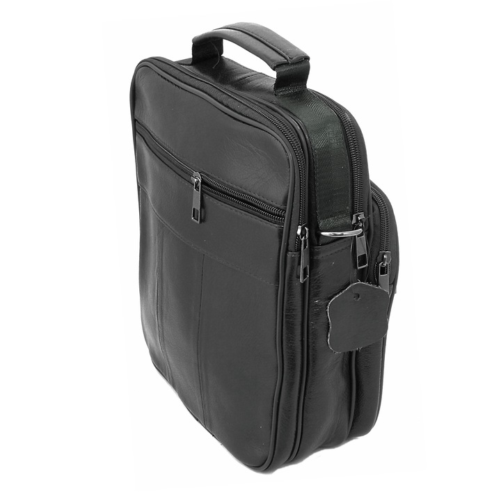 Borseta mare de umar si mana 35/2 ,din piele naturala neagra, Magrot 2509