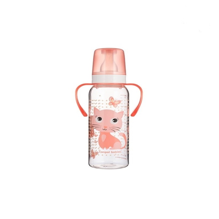 Biberon din polipropilena cu tetina din silicon 120 ml Canpol Babies 11/823R, Roz 3+ luni