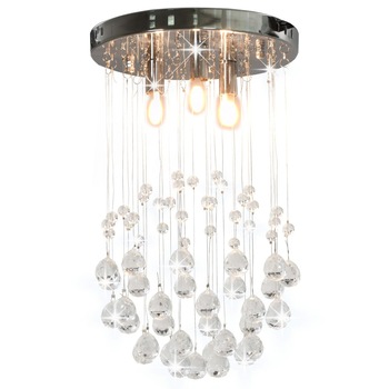 Lustra cu margele tip cristal, vidaXL, Metal/Acril, 3 x G9, 25 x 40 cm, Argintiu Lustra cu margele tip cristal, vidaXL, Metal/Acril, 3 x G9, 25 x 40 cm, Argintiu